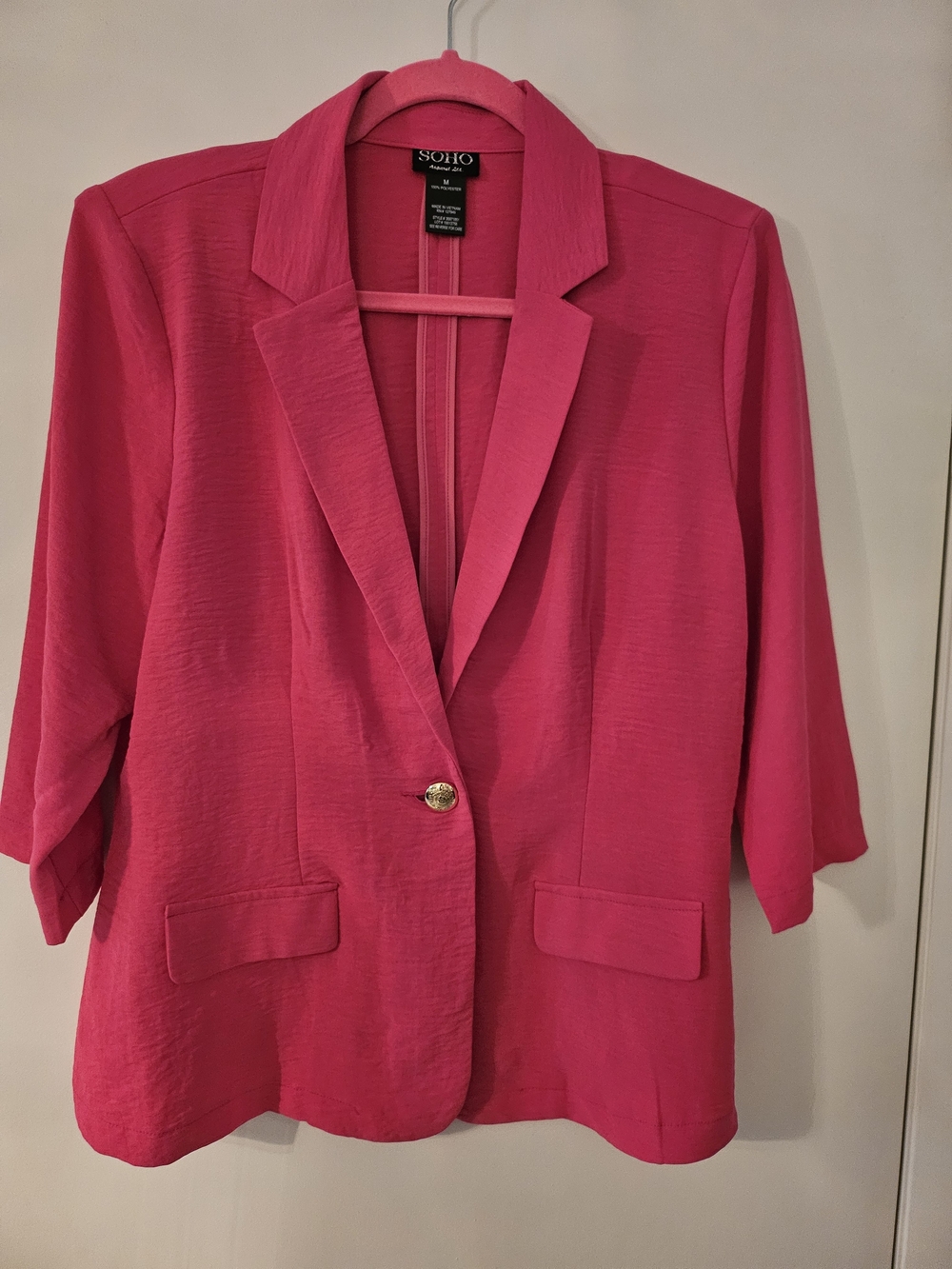 SOHO Vibrant Fuchsia Single-Button Blazer